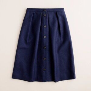 J. Crew Flair Skirt In Double Serge Wool Navy